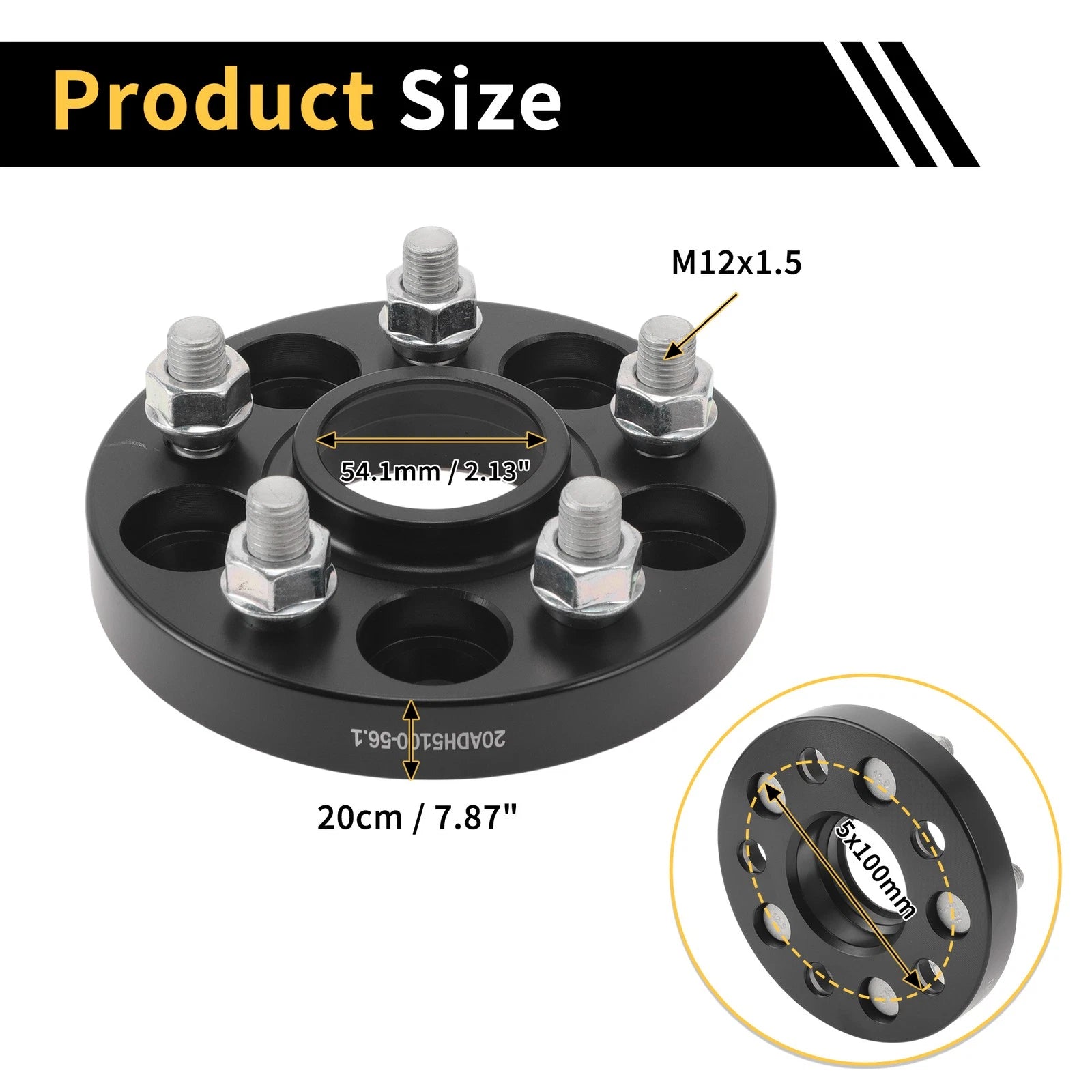 2Pcs Wheel Spacers 5x100mm 54.1mm M12x1.5 for Toyota Land Cruiser (2003–2007)