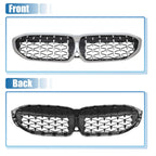 Front Hood Bumper Grille for BMW 330i 330e M340i Diamond Star Silver Tone