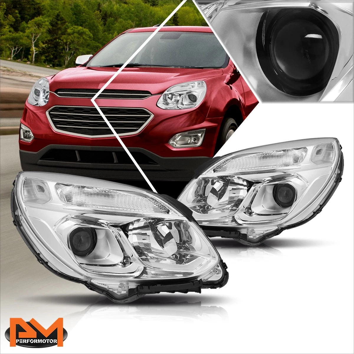 Projector Headlights for Chevy Equinox (2016–2017) w/Signal Lamp Clear Corner Chrome