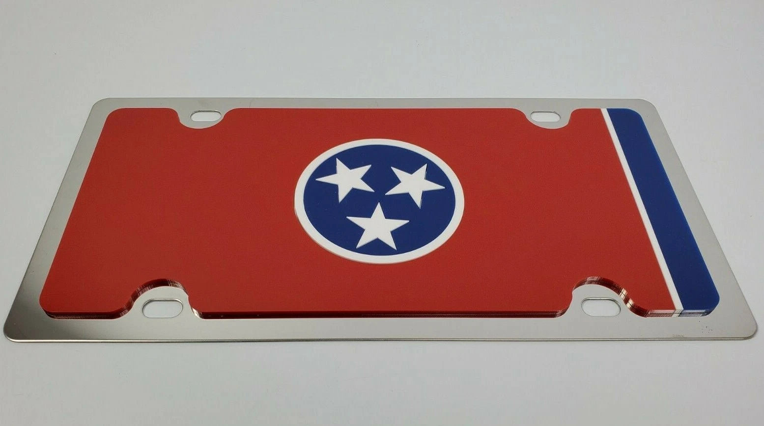 Tennessee State Flag Metal Vanity License Plate Tag 3D Stainless Steel