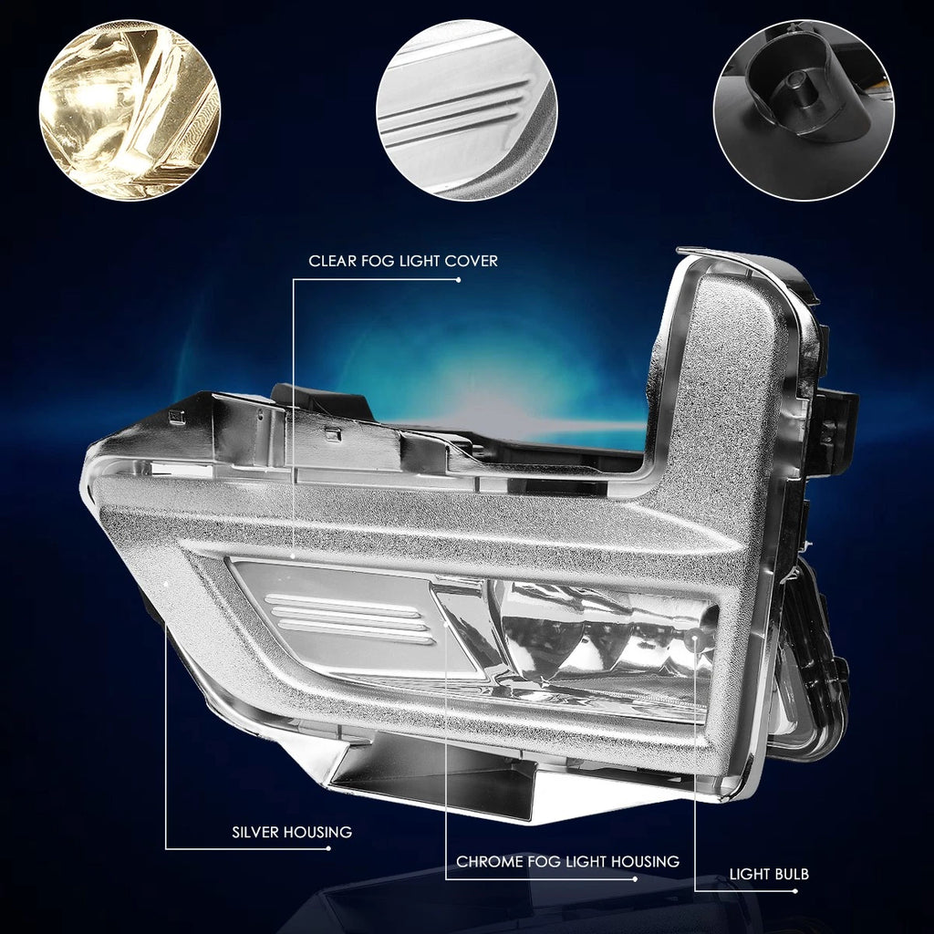 Clear Lens Front Bumper Fog Lights + Silver Bezel + Switch for Rogue (2017–2018)
