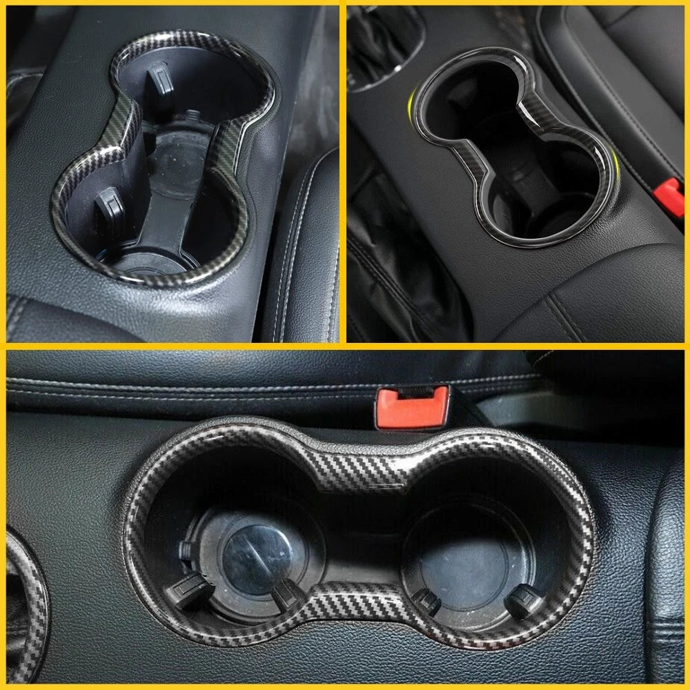 Carbon Fiber Cup Holder Cover for Ford Mustang (2015–2021)