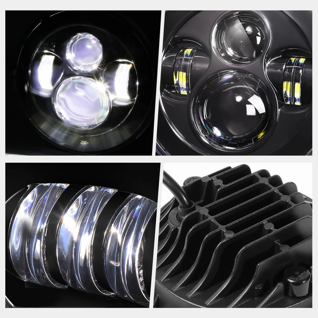 Set of 4 LED DRL Projector Headlights + Fog Lamps for Jeep Wrangler (2007–2018)