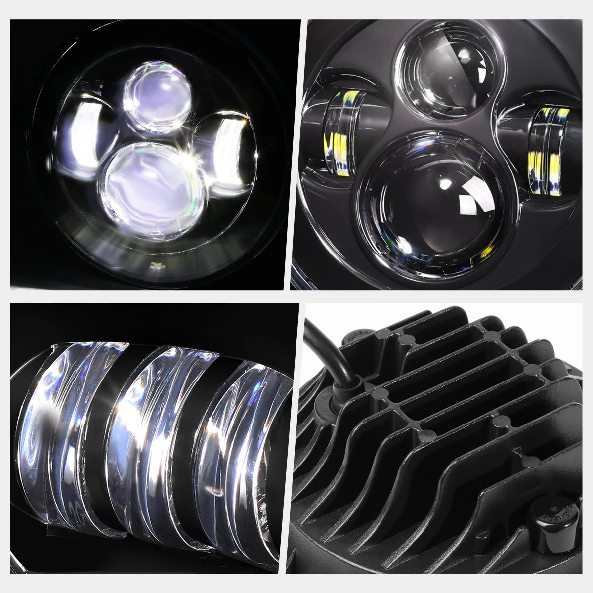 Set of 4 LED DRL Projector Headlights + Fog Lamps for Jeep Wrangler (2007–2018)