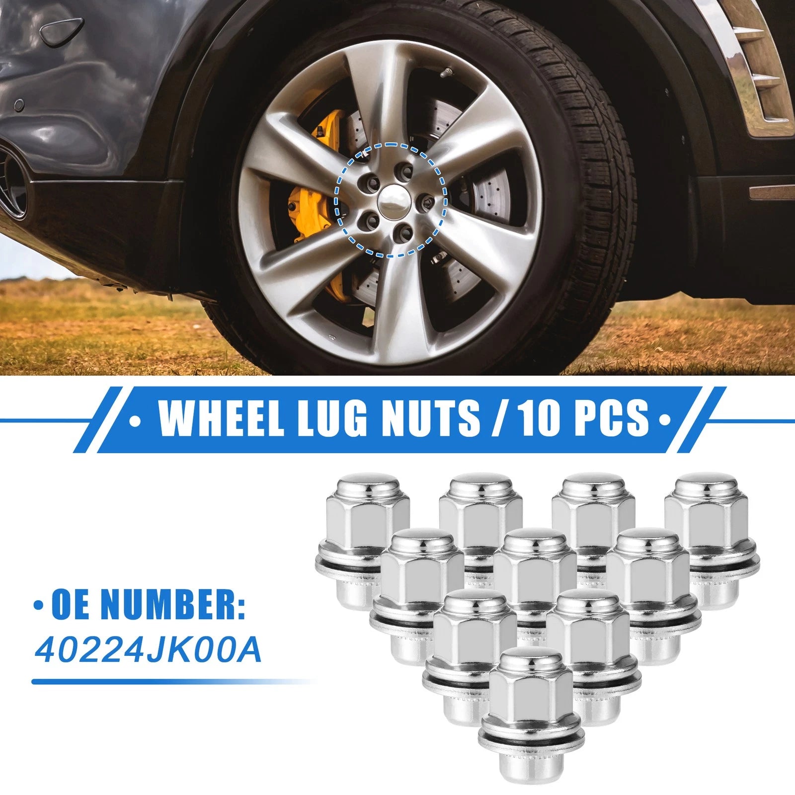 10 Pcs Wheel Lug Nuts M12x1.25 for Infiniti EX35 G25 (2008–2013)