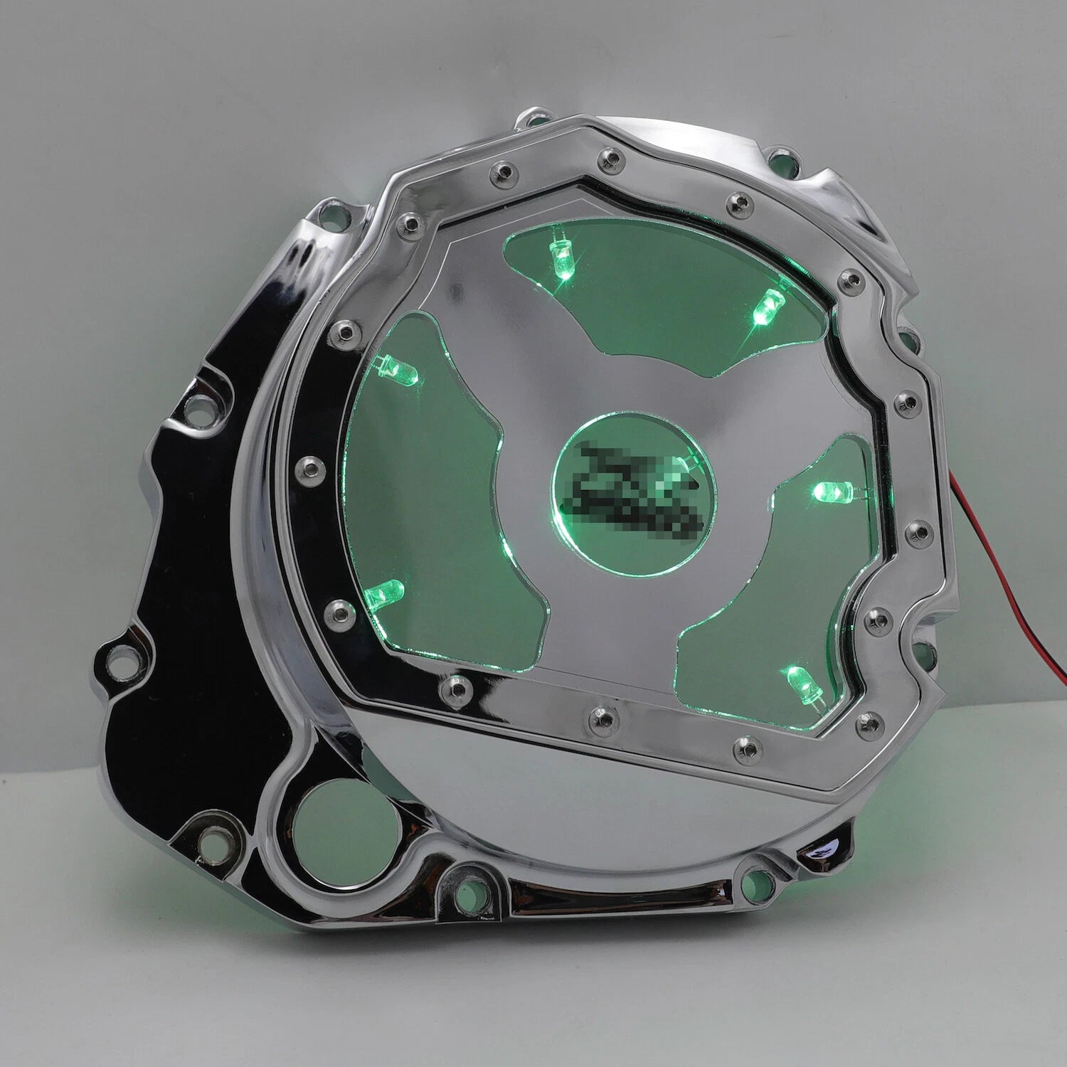 Green LED Chrome Engine Clutch Cover for Suzuki GSXR 600 750 1000 (2001–2005)