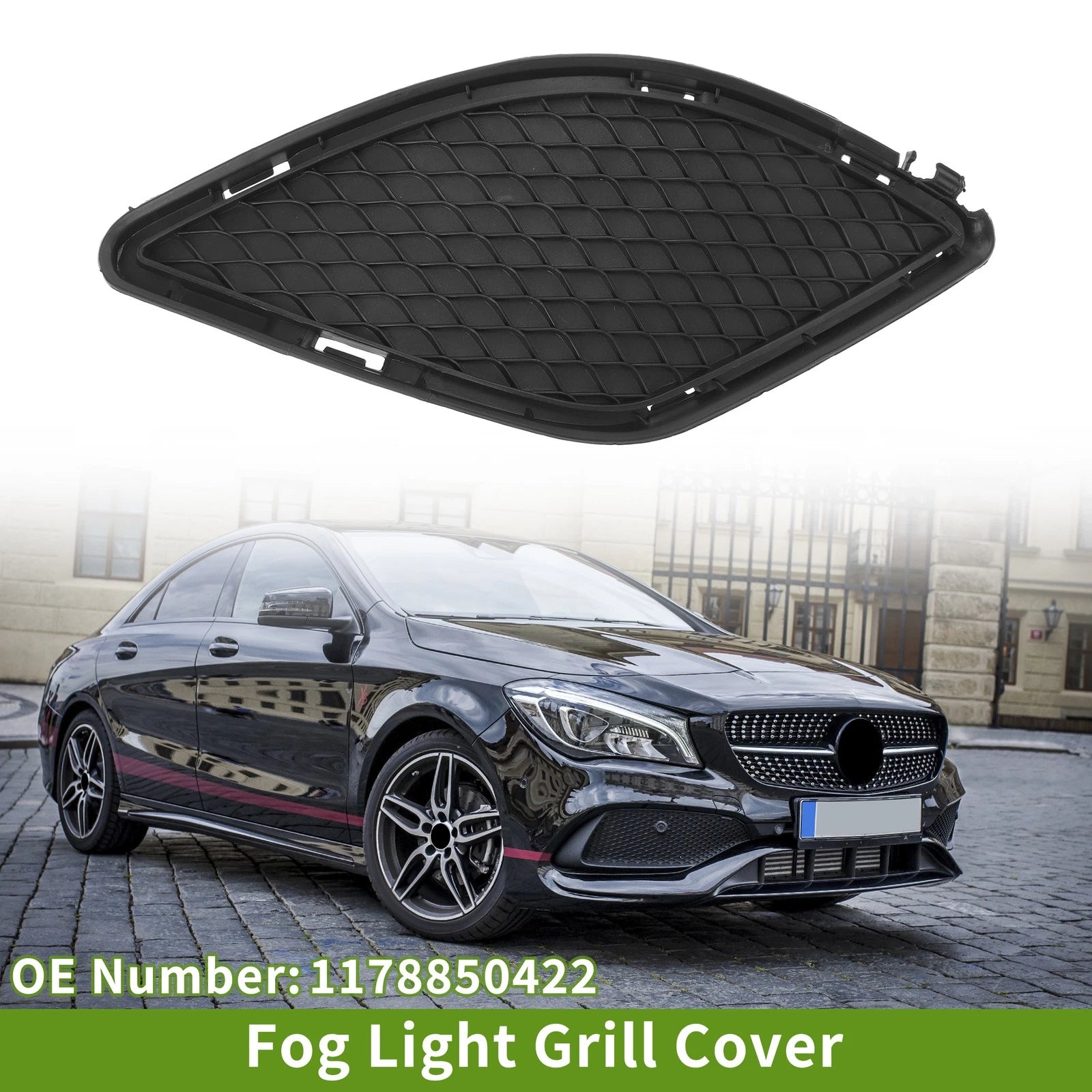 1 Pc Fog Light Grill for Mercedes-Benz (No. 1178850422) (Black)
