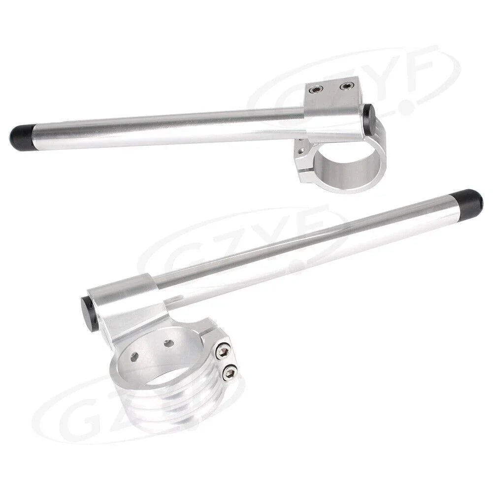 52mm Clip On Handlebar Fork Tubes for Motorcycle - Universal Silver