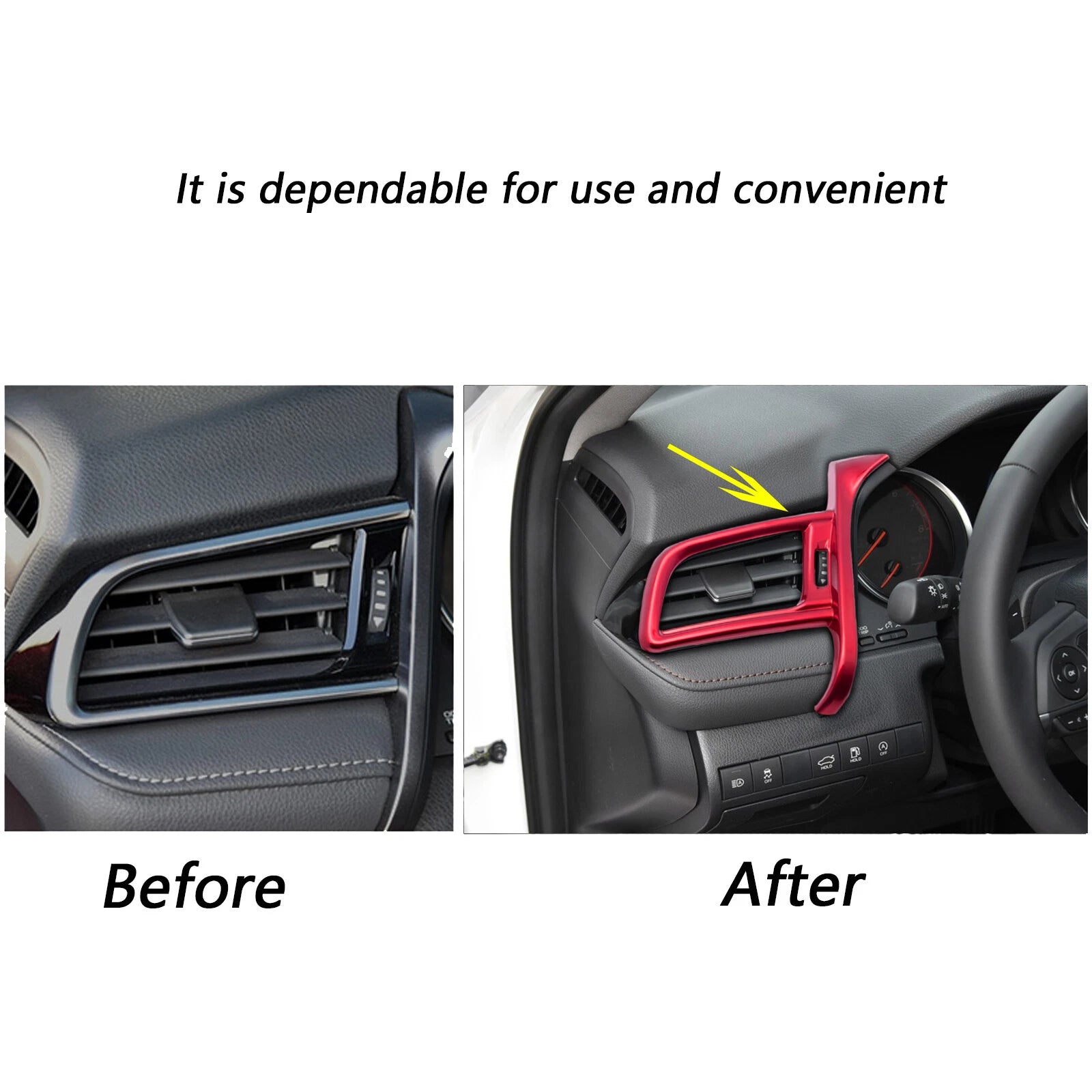 Red Interior Dashboard Left Air Vent Cover Frame for Toyota Camry (2018-2024)