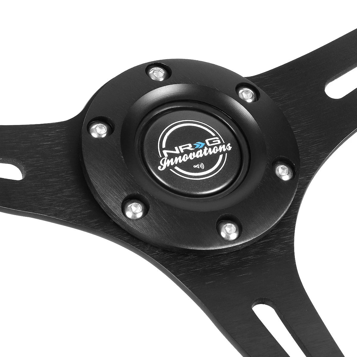 NRG Innovations ST-015BK-BL Steering Wheel for Universal Fit (35cm, 2" Deep Dish)