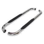Polished 3in Steel Round Bent w/1 Pad Step Nerf Bar for 09-14 Ford F-150 Std Cab