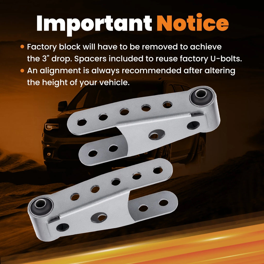 2" Rear Lowering Drop Shackles Kit for GMC Sierra, Chevy Silverado (2007–2018)
