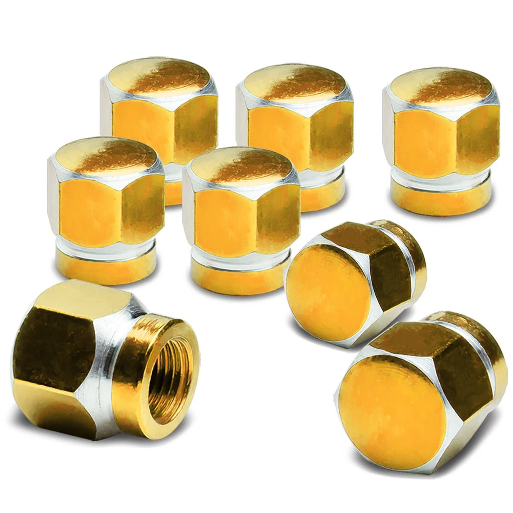 Set of 8 Aluminum Hexagonal Tire Valve Stem Caps for Universal Fit