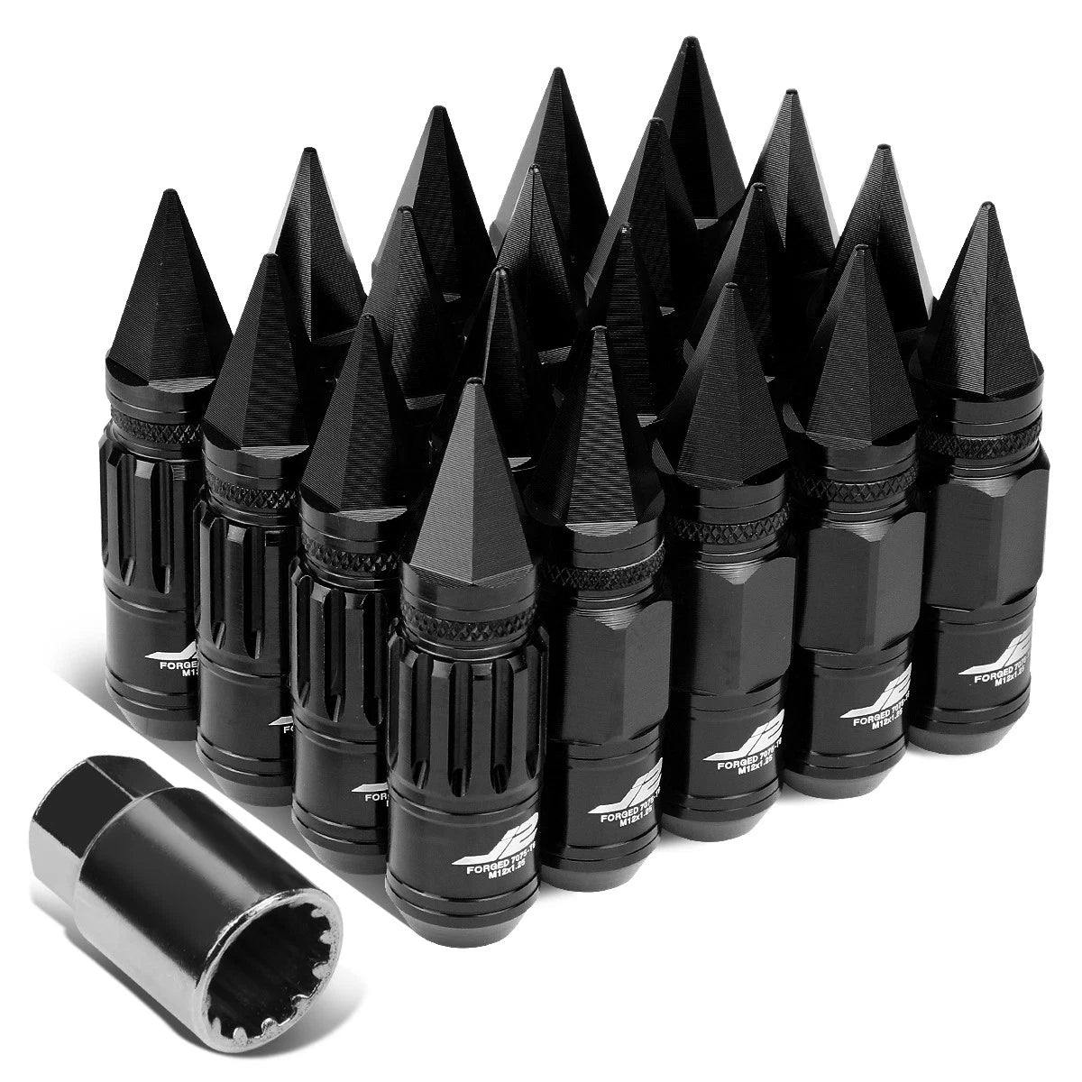 Set of 16 J2 7075 Forged Aluminum M12x1.25 Spiky Cap Lug Nuts for Universal