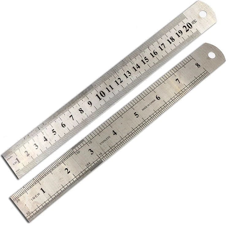 Set of 3 Stainless Steel Double-sided Scale Rulers Measuring Tool