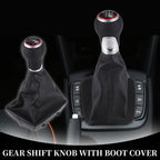 5 Speed Manual Gear Shift Knob with Cover for Audi A4 (2007–2015) Black Leather