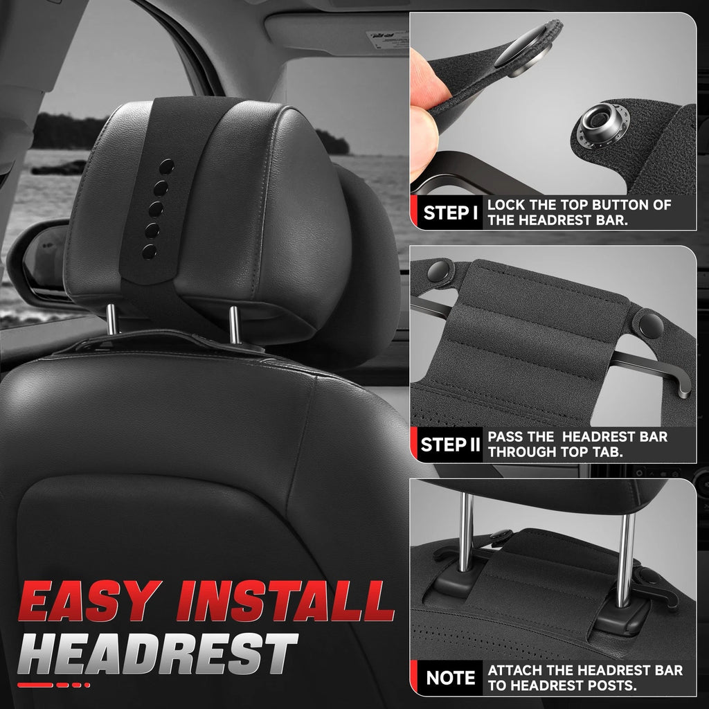 Set of 2 Front Row Seat Covers for Car Truck (CAAP Protex Plus, Black)