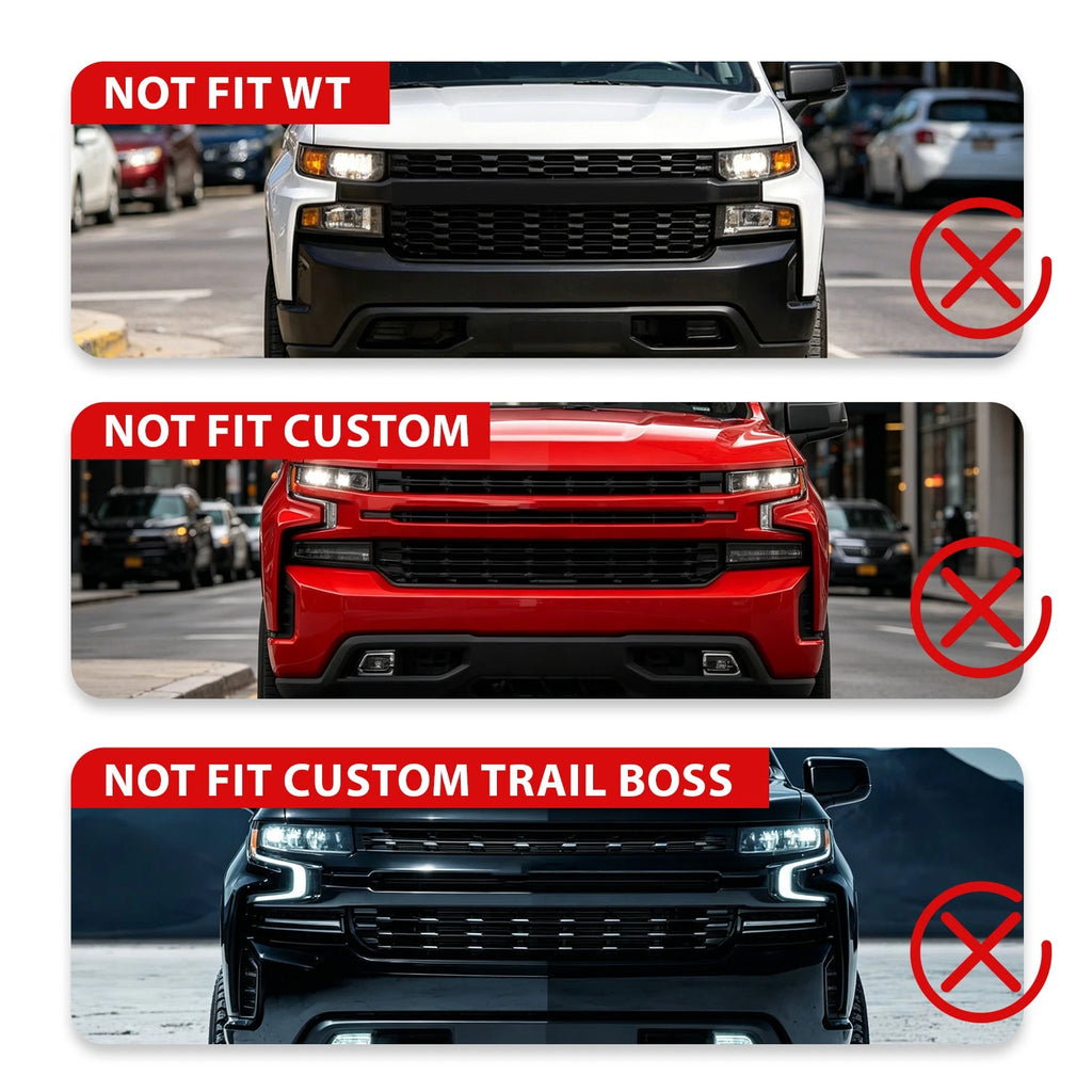 Front Bumper Hood Upper Grille for Chevrolet Silverado 1500 (2019-2022)