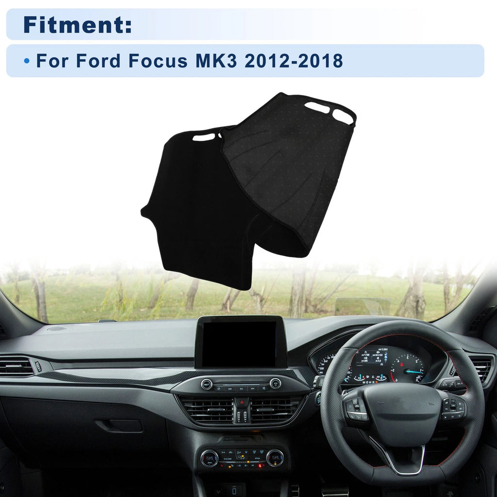 Dash Cover for Ford Focus MK3 (2012–2018) Without HUD, Polyester, Black