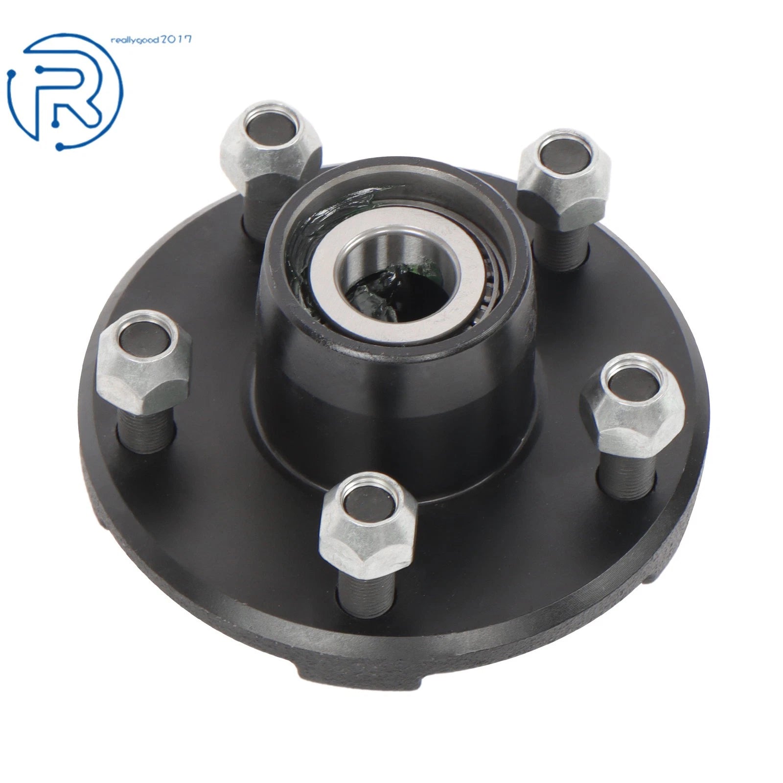 Set of 2 Round Spindles & Bearings for Trailer Hub Assembly (5 on 4.5")