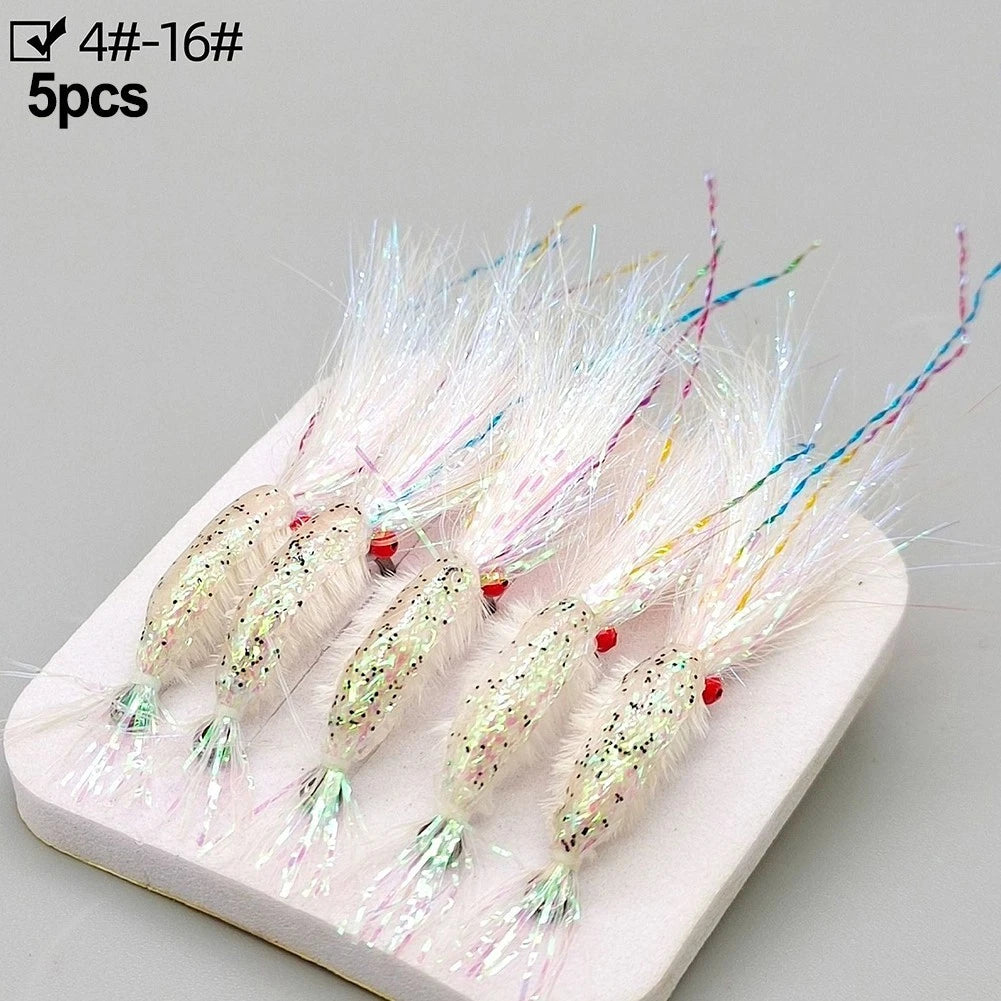 5pcs Fly Fishing Shrimp Lure Bait Hook for Seabass and Trout