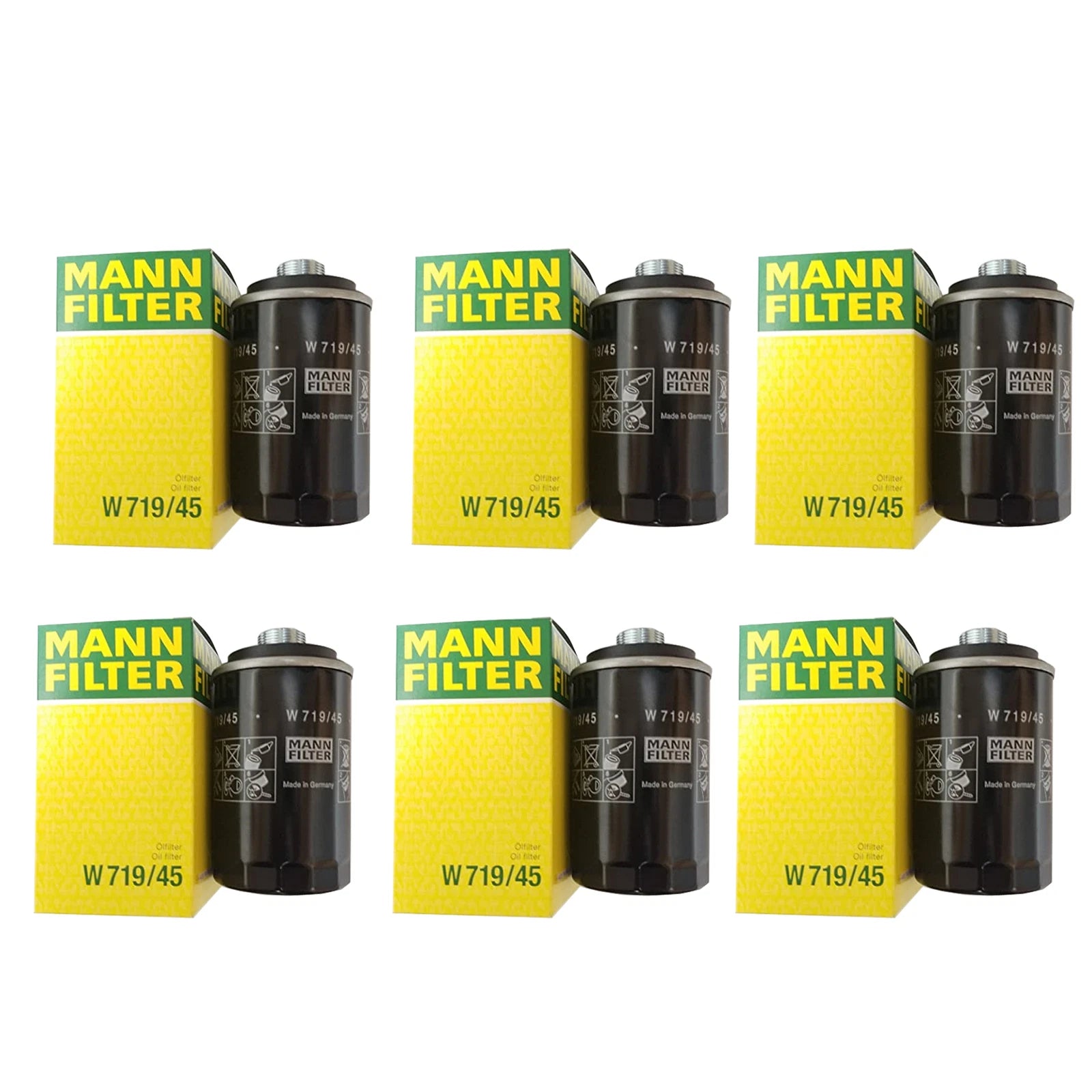 Set of 6 Engine Oil Filters for VW Beetle, Audi TT, A3 (2.0 L4 Turbocharged)