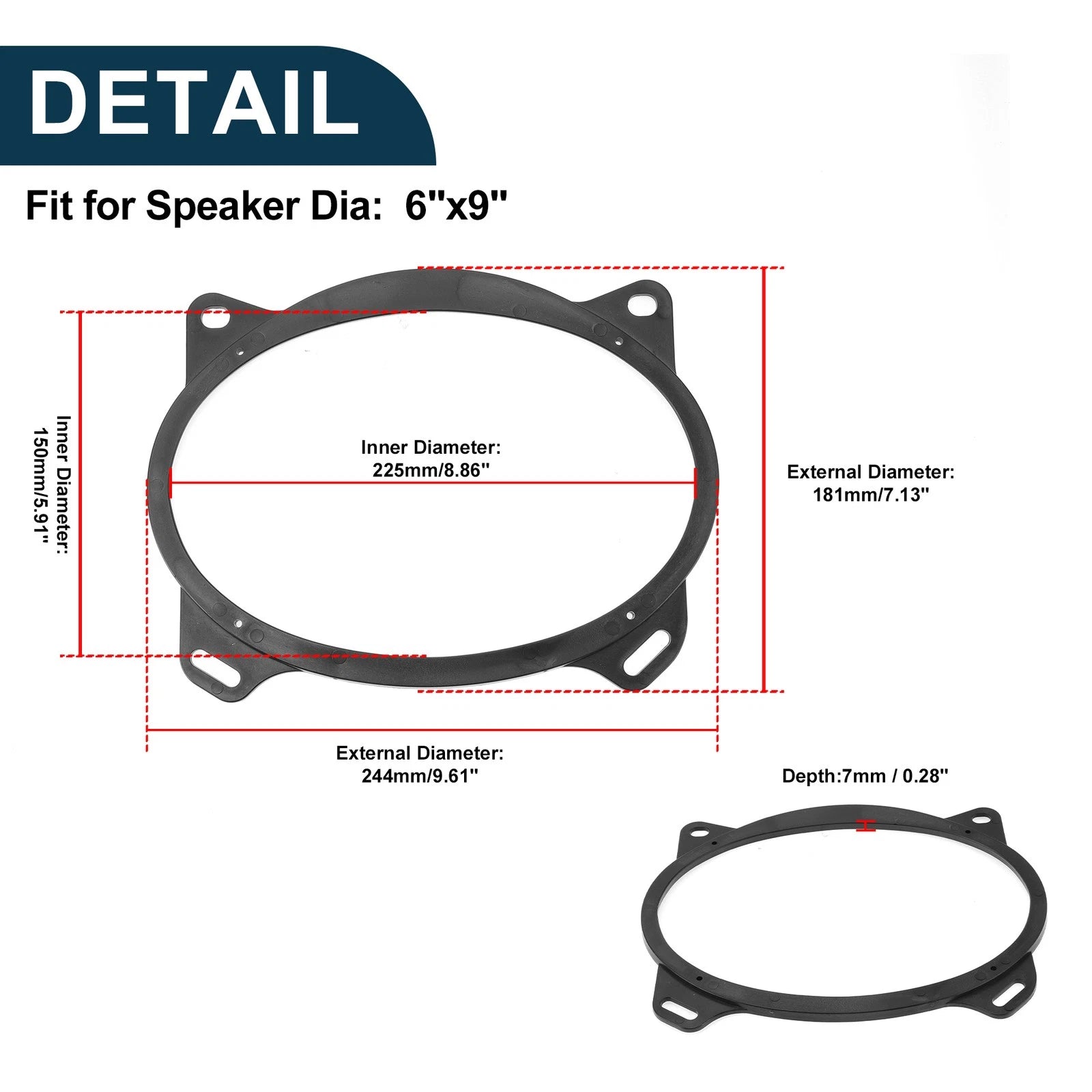 2X Speaker Spacer Ring for Toyota Corolla (2003–2013)