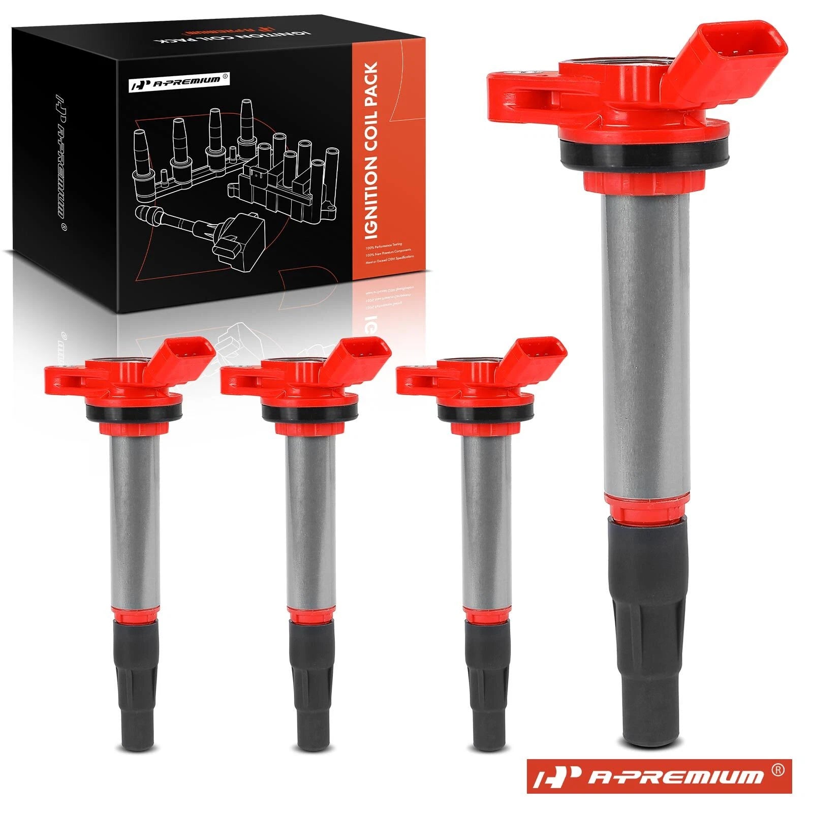 4X Red Ignition Coil for Toyota Corolla Prius Matrix Scion Lexus (2009-2017)