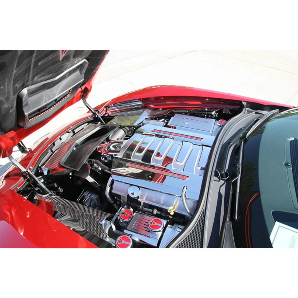 Chrome Stingray Cap Covers Replacement with White CF Inlay for Corvette Z06 (2014–2019)