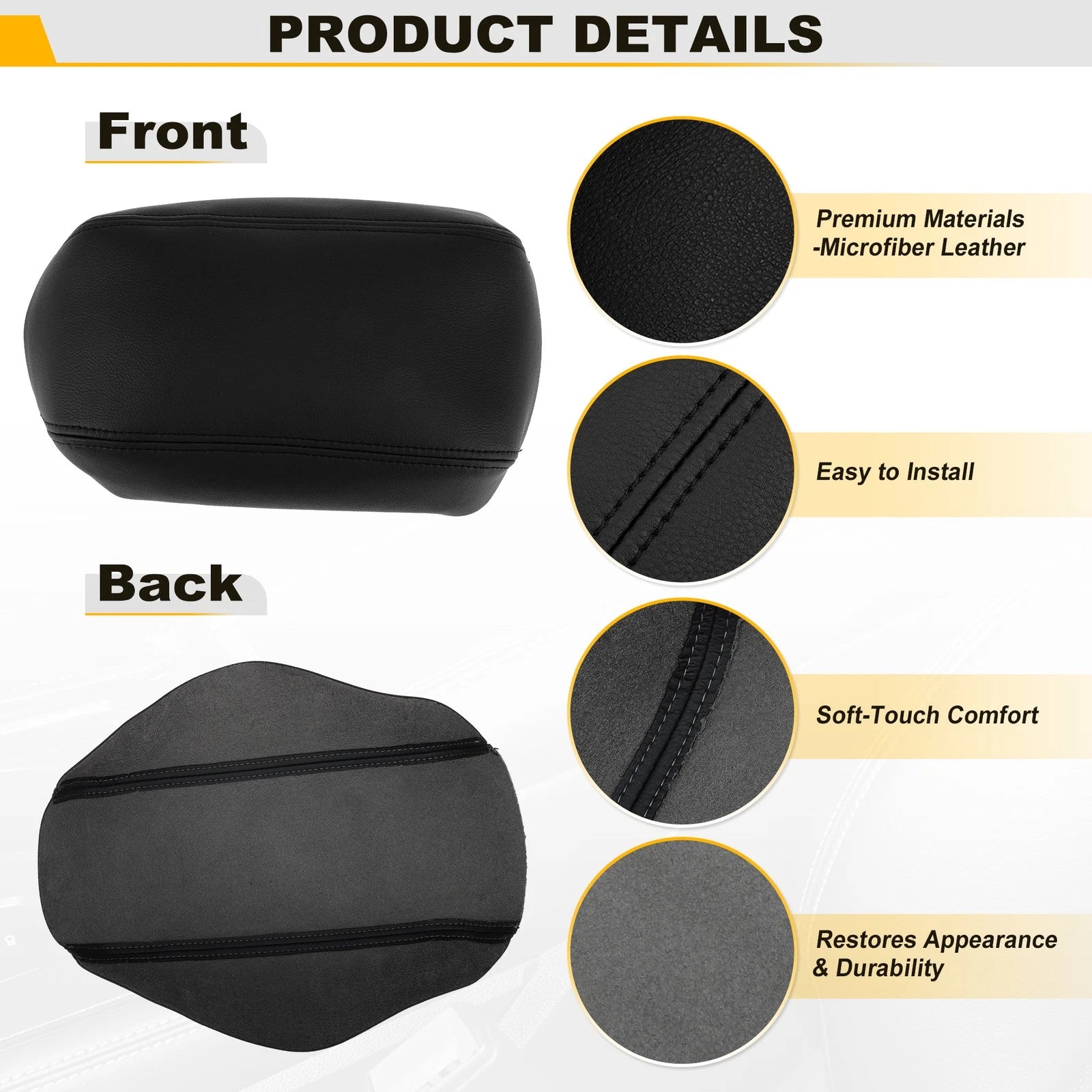 Leather Center Console Lid Armrest Cover for Ford Fusion (2017–2020)