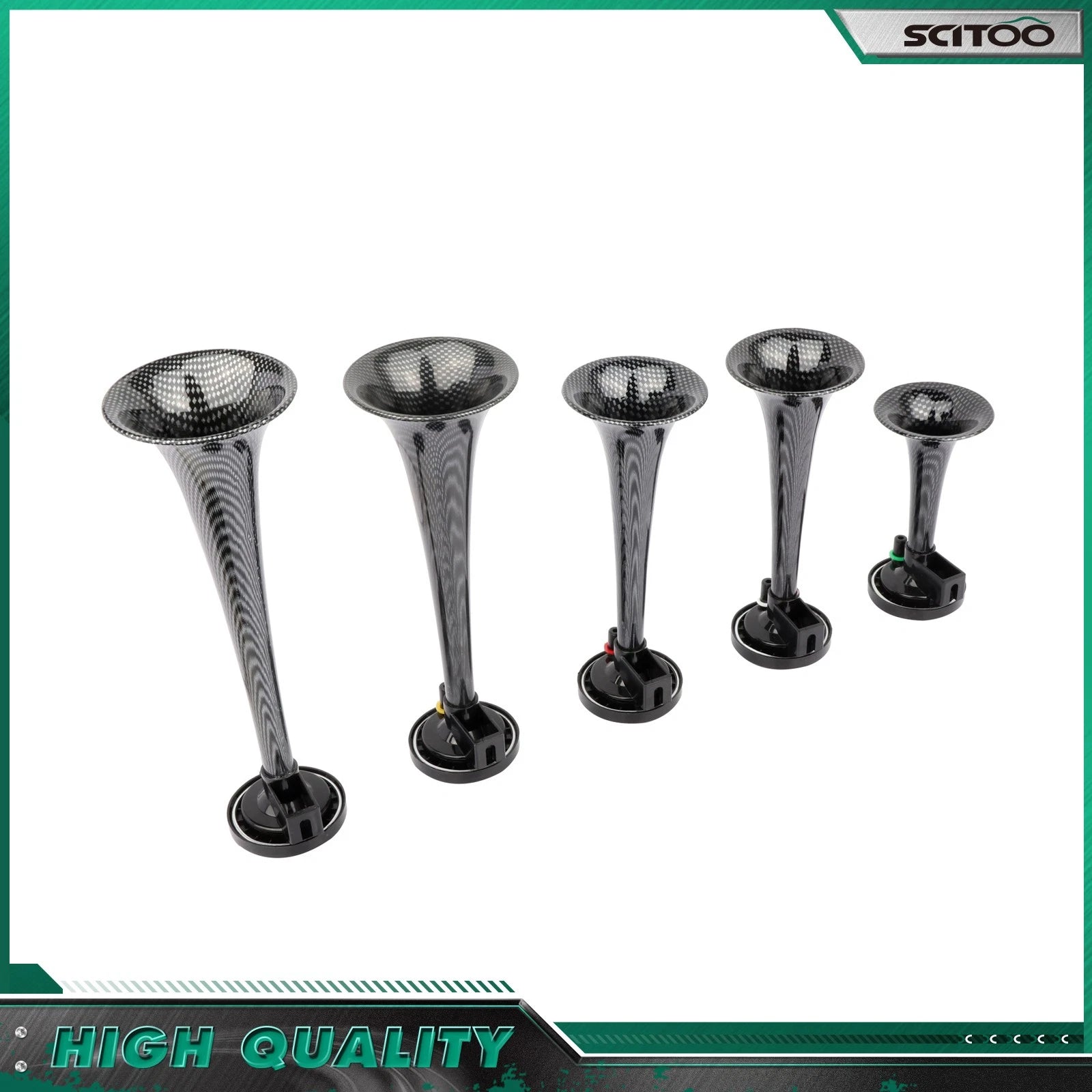 5 Trumpet Air Horn for Car Truck Train (Gray Plastic)