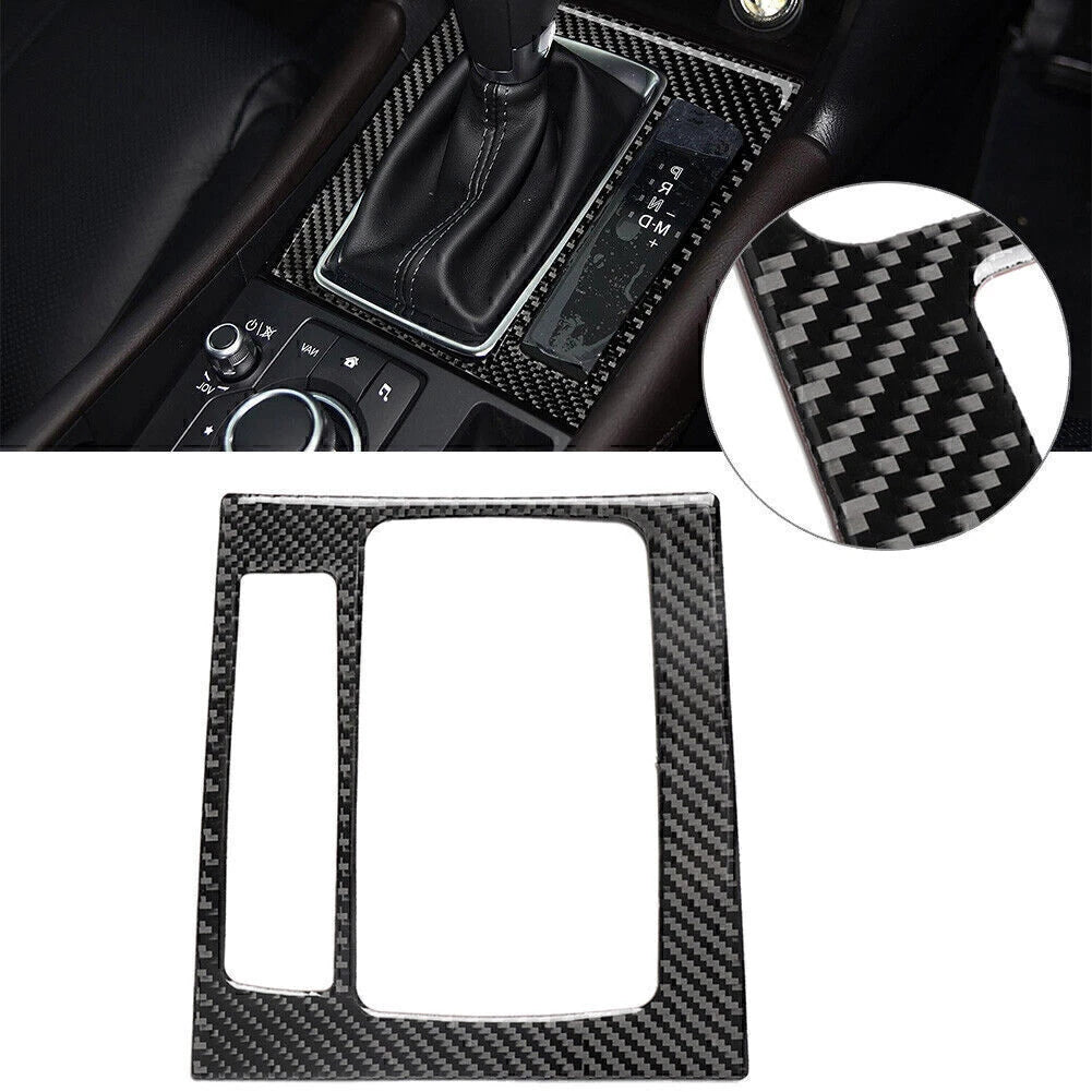 RHD Carbon Fiber Gear Shift Panel Frame Cover for Mazda 3 Axela (2017–2018)