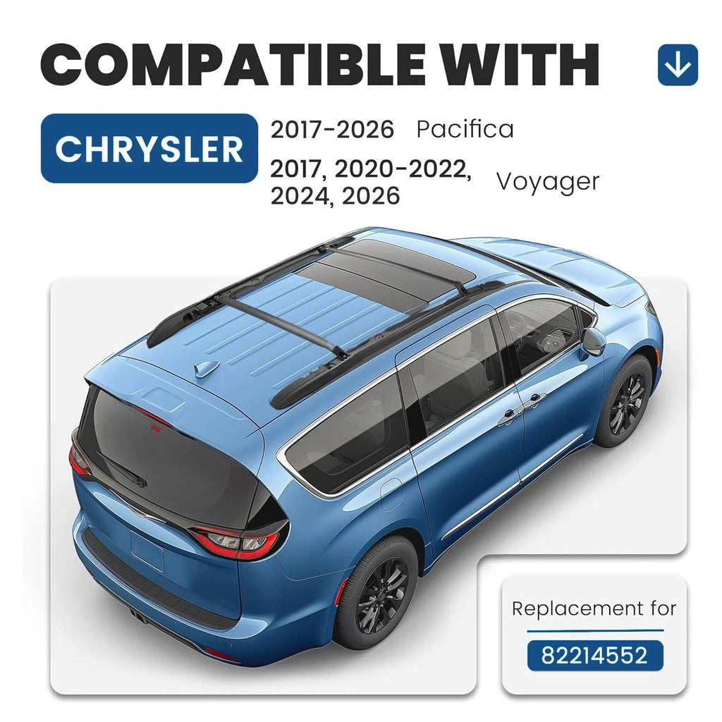 Set of 2 Roof Rack Side Rail Cross Bars for Chrysler Pacifica/Voyager (2017–2026) #82214552
