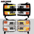 LED Projector Chrome Black Headlights for Chevy Silverado 2500HD 3500HD (2015–2019)