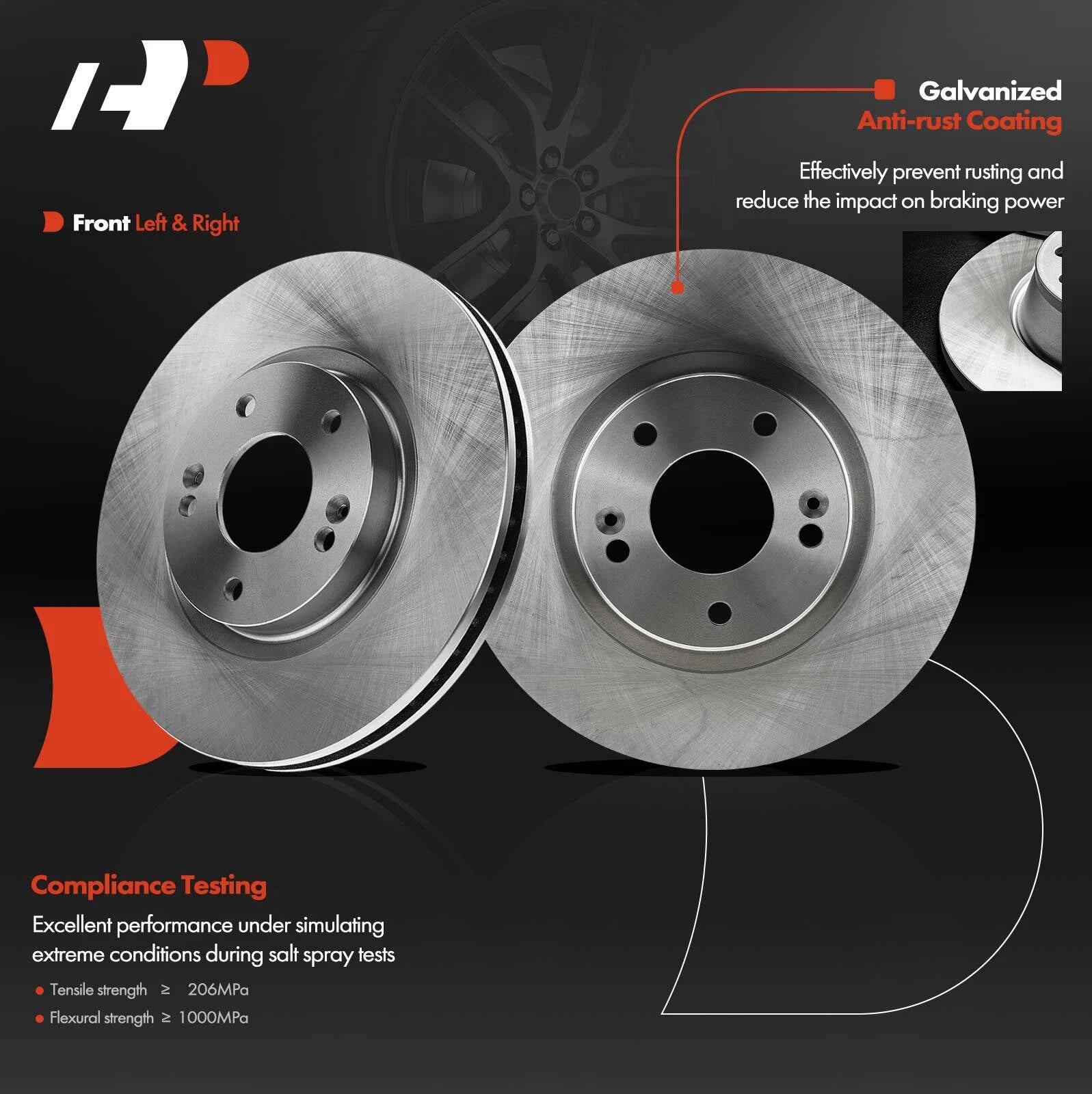 Front Disc Brake Rotors for Hyundai Sonata (2006-2016)