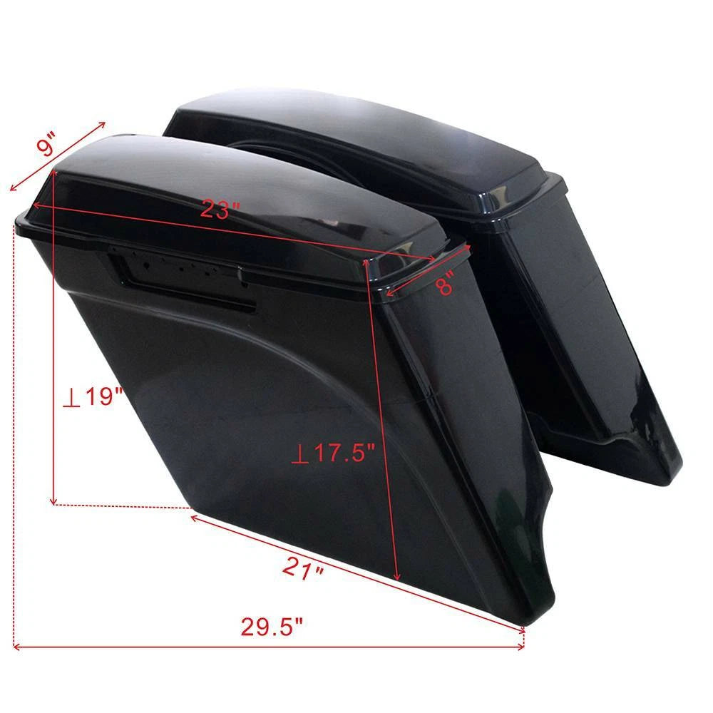 5" Stretched Extended Hard SaddleBags with Conversion Brackets for Harley Softail