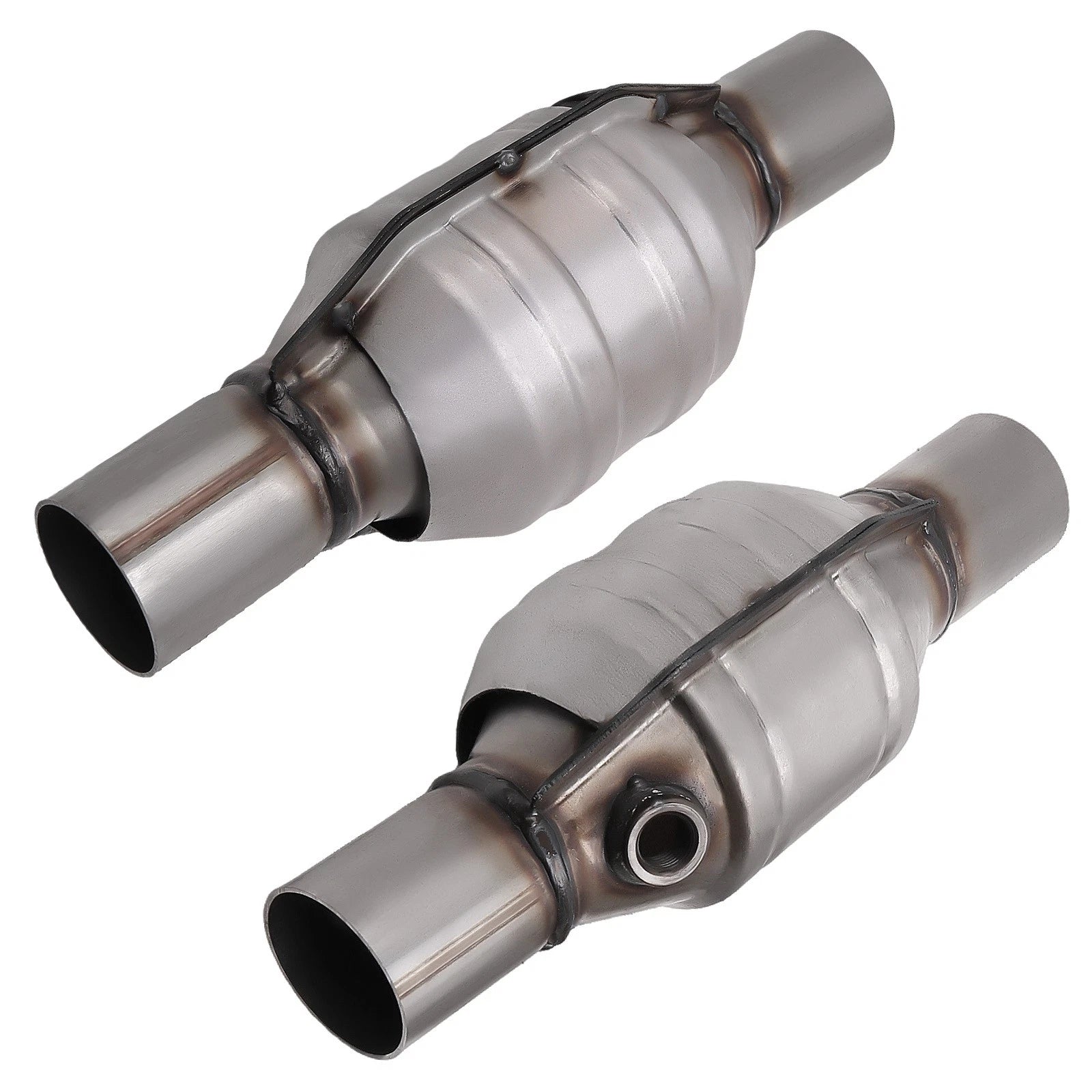 2X 2.25" Inlet/Outlet Universal Catalytic Converters Stainless Steel 13" Length
