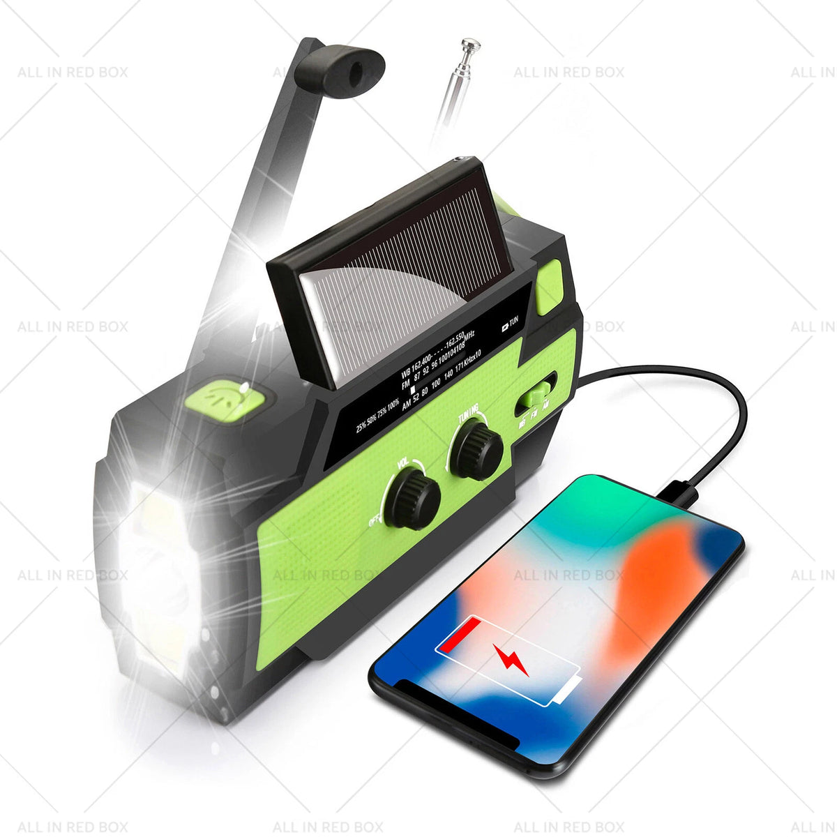 Emergency Solar Hand Crank Weather Radio Power Bank Flashlight