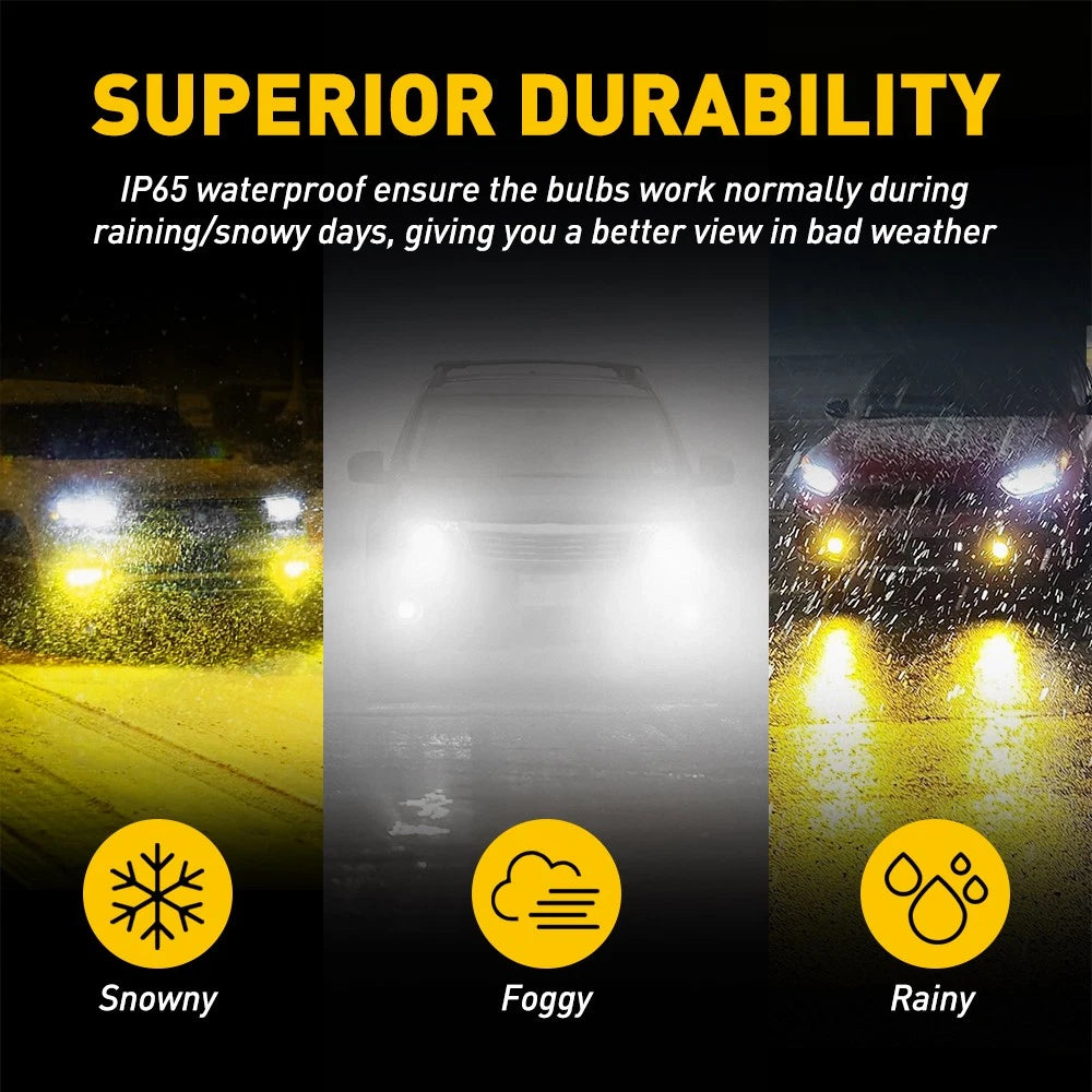 2X H11 H8 H9 LED Fog Light Bulbs Dual Color 6K White + 3K Yellow