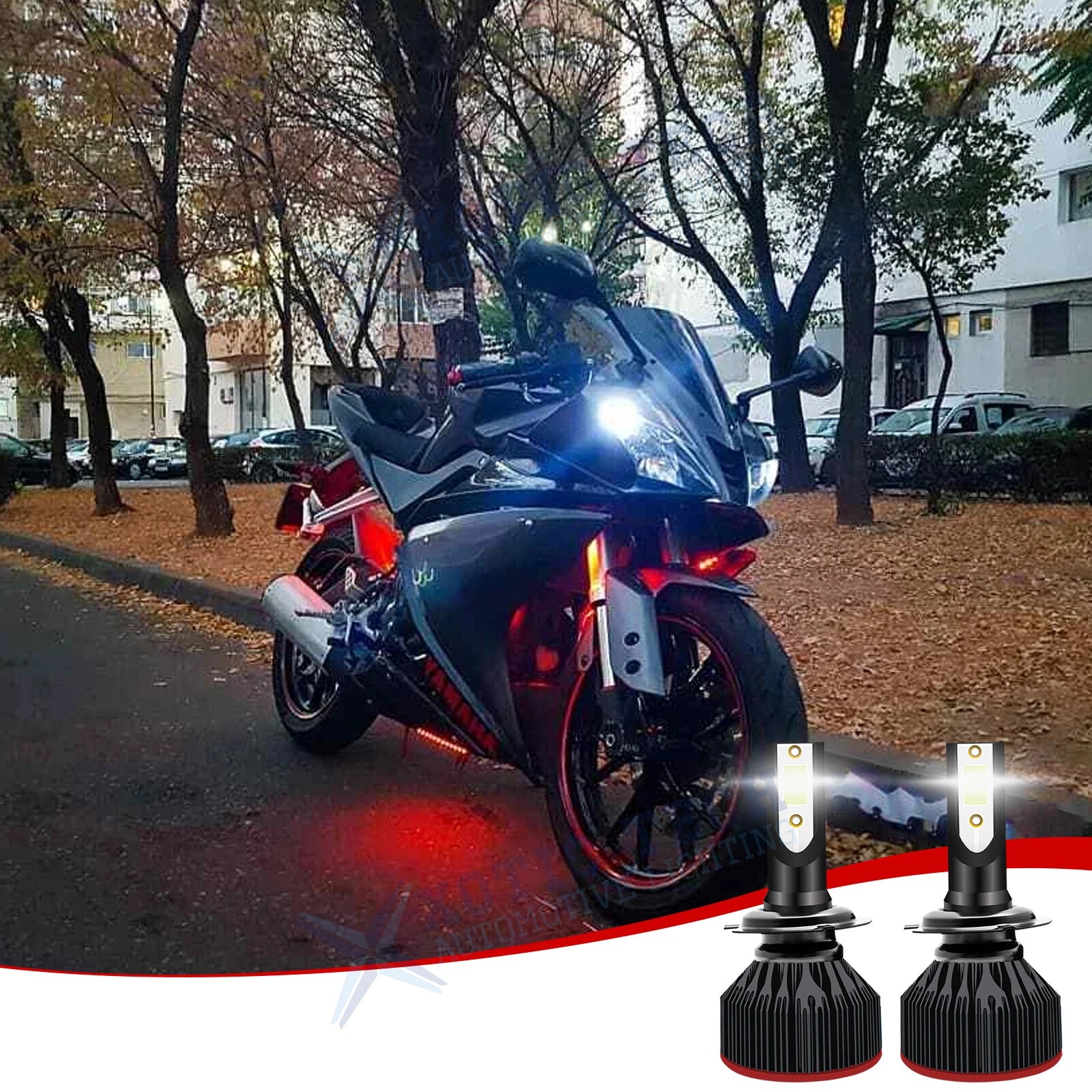 Ultra Bright COB White H7 LED Headlight Kit for Dual Beam (Hi/Lo, 2-Pack)