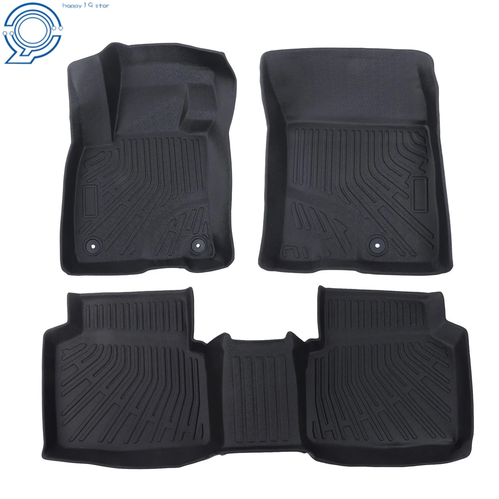 Set of 3 TPE Floor Mats Liner for Ford Escape (2020–2025) All Weather Black