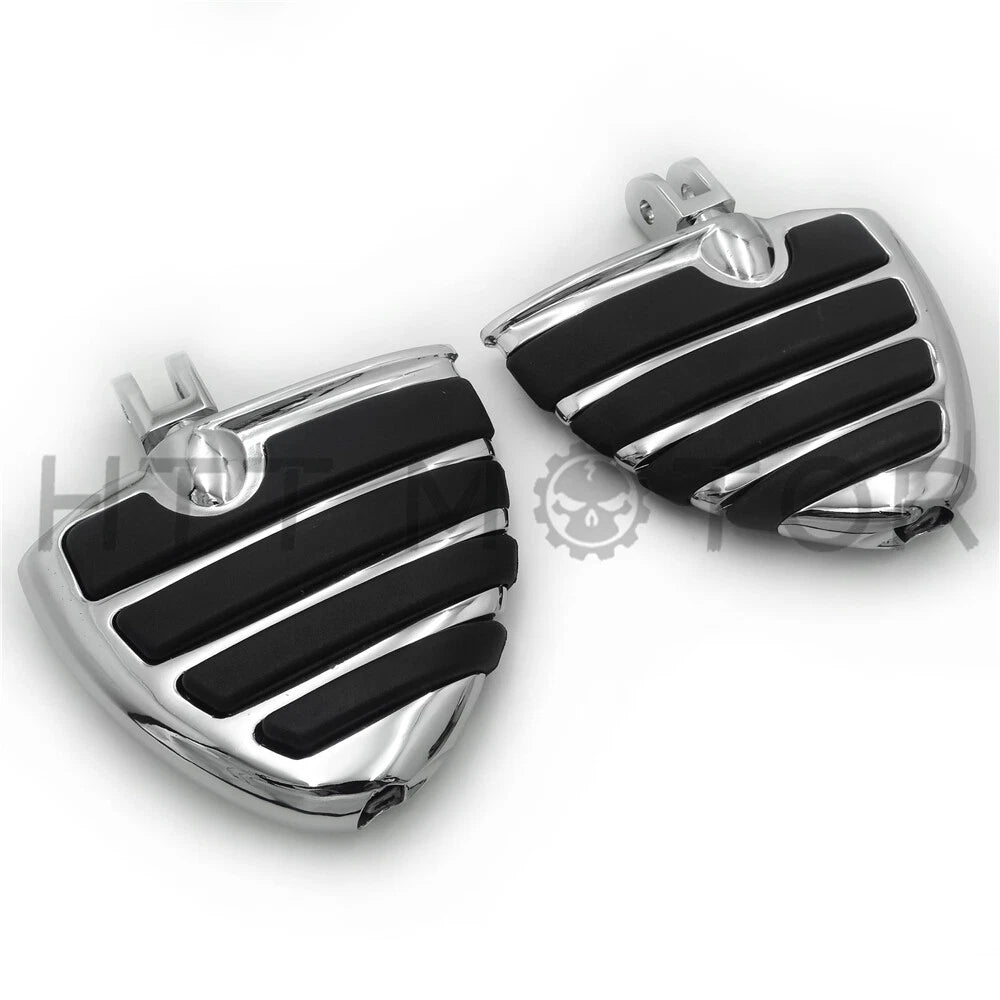 Chrome Wing Mini Floorboards w/ Adapters for Harley FXBB FXBR FXBRS (2018–Later)