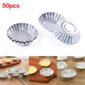 50 Pack Aluminum Egg Tart Molds for Baking Cupcakes and Cookies