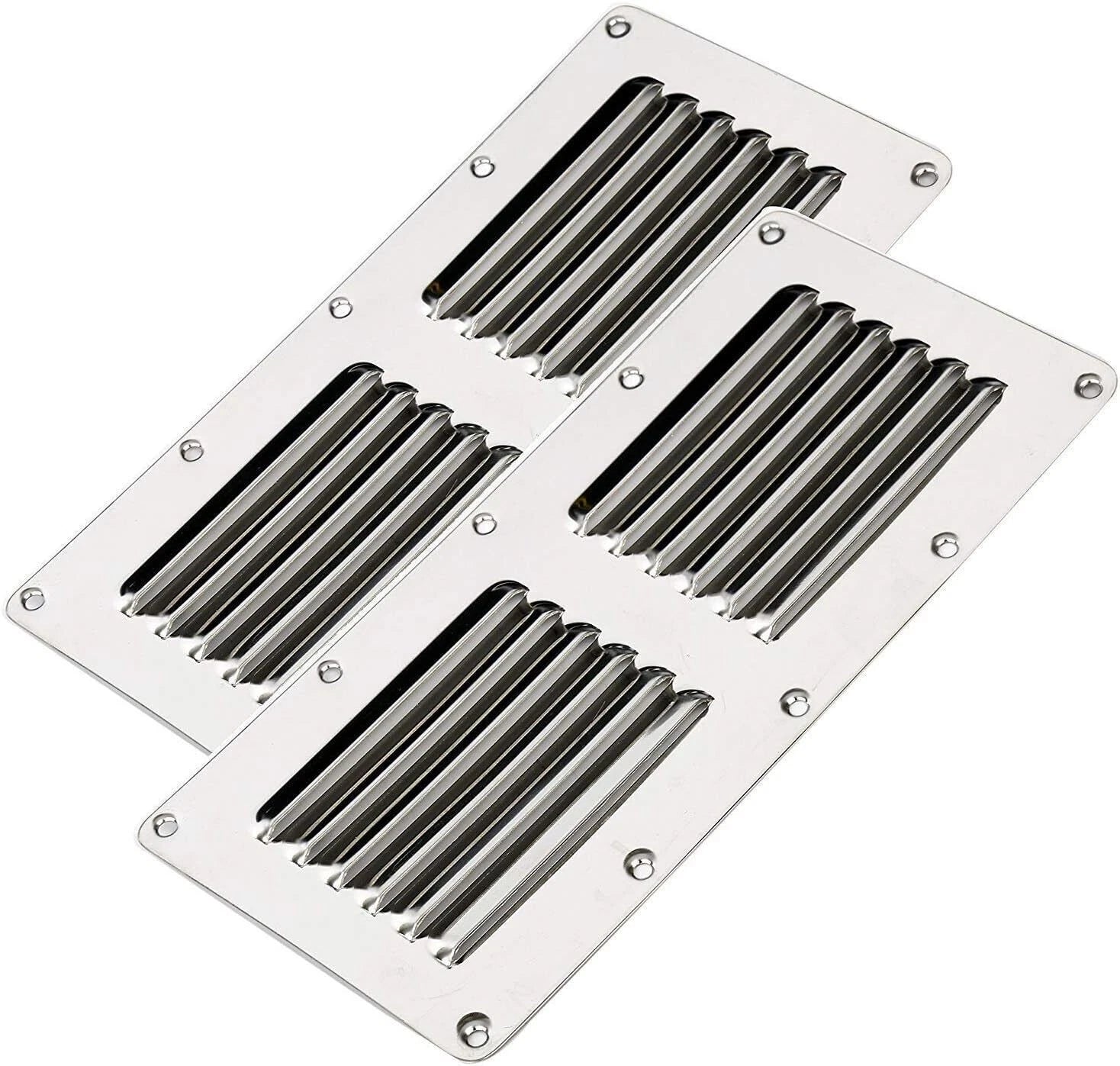 4X Stainless Steel Louvered Vent Grill Cover 4.5" X 9" for Automotive