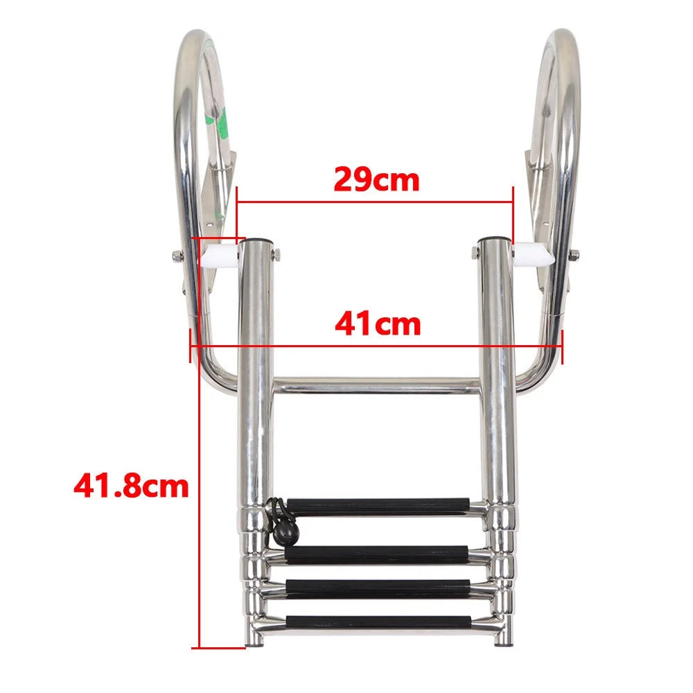 4 Step Stainless Steel Telescoping Boat Ladder with Pedal & Hand Railing