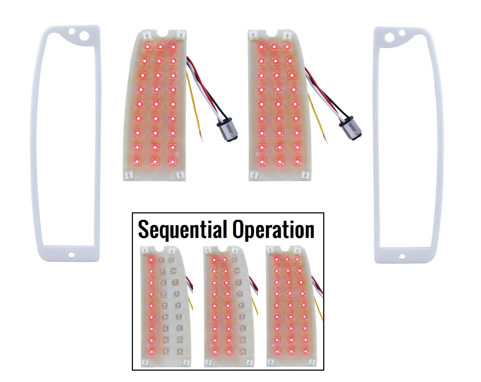 LED Tail Light Inserts Sequential Replacement Kit w Gaskets for Ford Pickup (1967–1972)