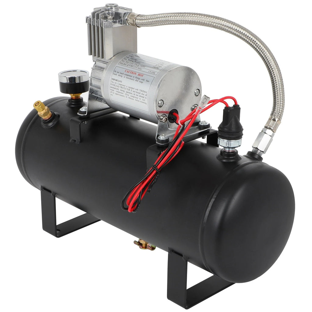 Train Horn 12V Kit with 1.5 Gal Air Tank and 150 Psi Compressor