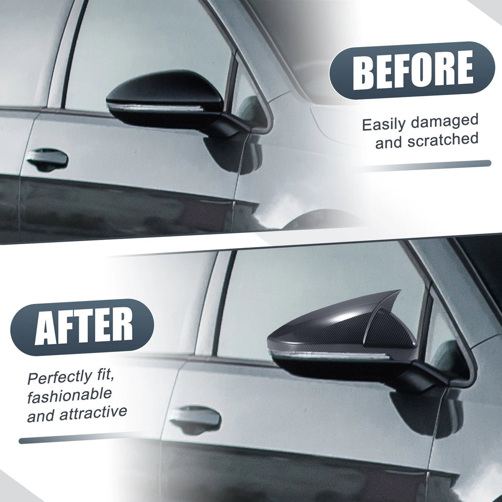 Pair Rearview Mirror Cover Overlay for Volkswagen Golf MK7 (2015–2021) Carbon Fiber