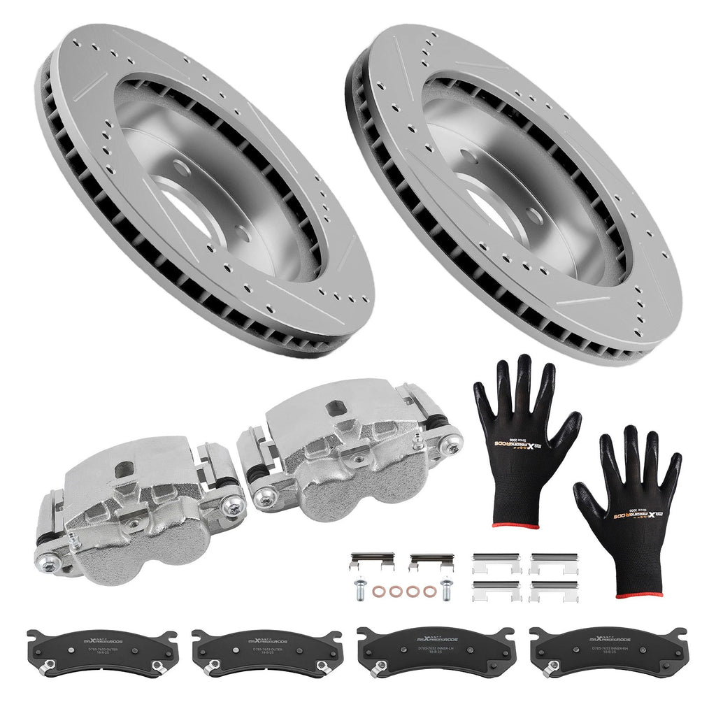 Front Drilled Rotors Brake Calipers Pads Kit for Chevrolet Astro Avalanche (2001–2005)