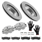 Front Drilled Rotors Brake Calipers Pads Kit for Chevrolet Astro Avalanche (2001–2005)